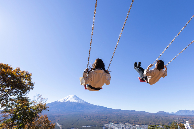 ～河口湖～富士山パノラマロープウェイ カチカチ山絶景ブランコ