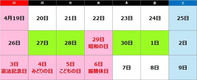 ゴールデンウィーク