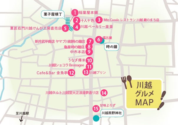 川越のグルメマップ